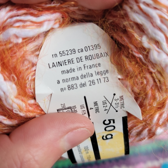 ❤️🩷❤️ Vintage Welcomme yarn Paris France mohair cotton L' Hispano orange white - Picture 4 of 5
